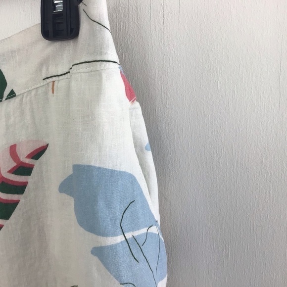 Cynthia Rowley linen machine washable Curve leaf print flat front pants 1X NWT - Picture 7 of 9